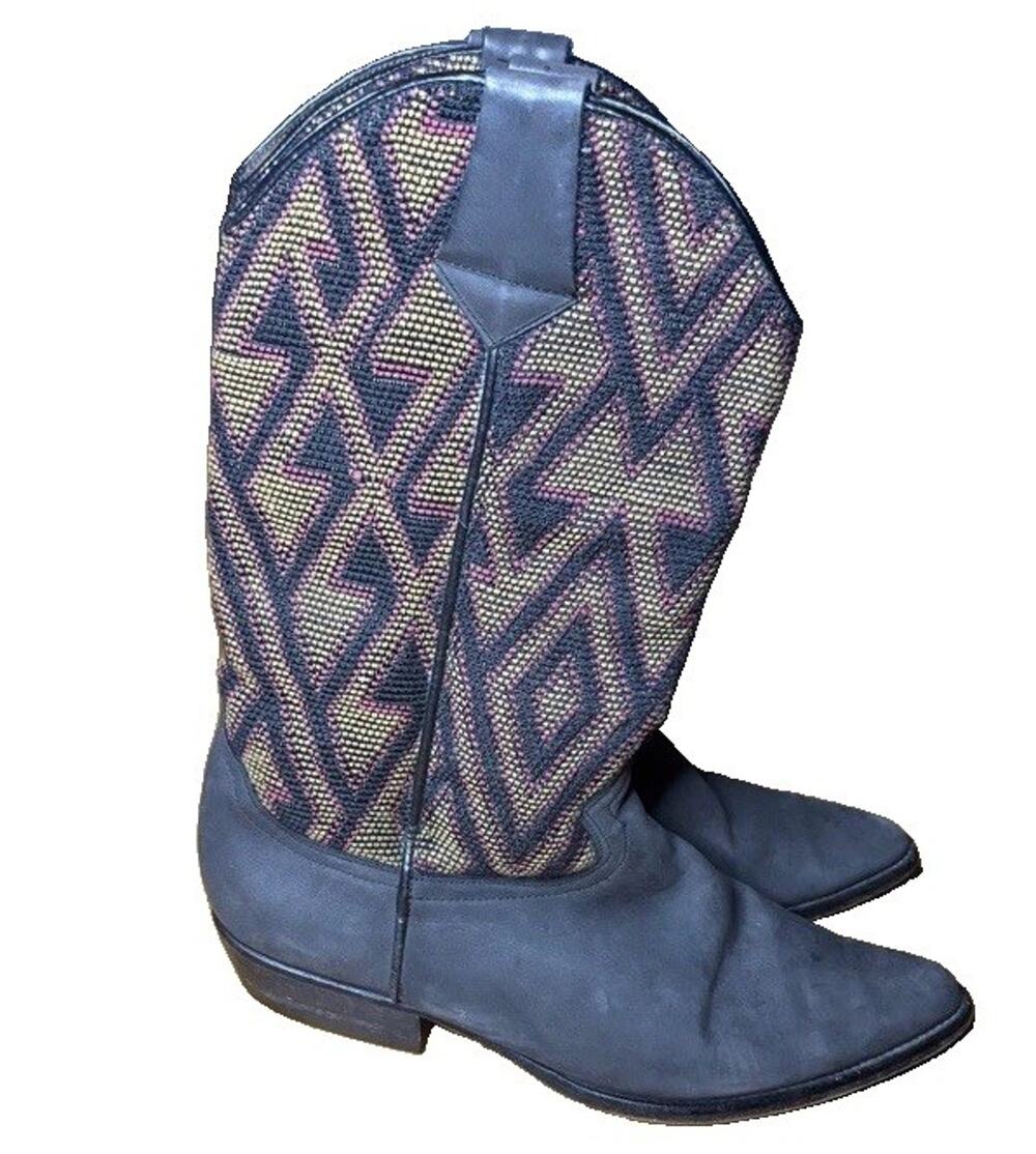 Vintage 80s 90s Guess by Georges Marciano Southwestern Tapestry Cowboy Boots 9